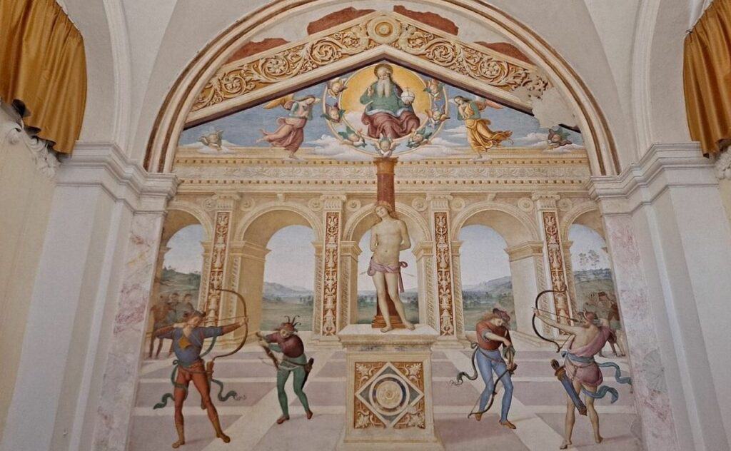 Affresco del Perugino dedicato al martirio di San Sebastiano
